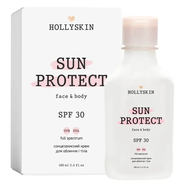 Сонцезахисний крем для обличчя і тіла Hollyskin Sun Protect SPF 30, 100 мл (термін 11.25)