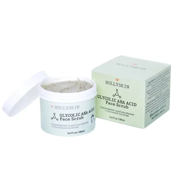 Скраб для обличчя з гліколевою кислотою Hollyskin Glycolic AHA Acid Face Scrub 100 мл