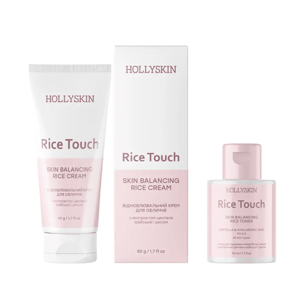 Восстанавливающий крем для лица Hollyskin Rice Touch 50 мл + Тонер Rice Touch 50 мл