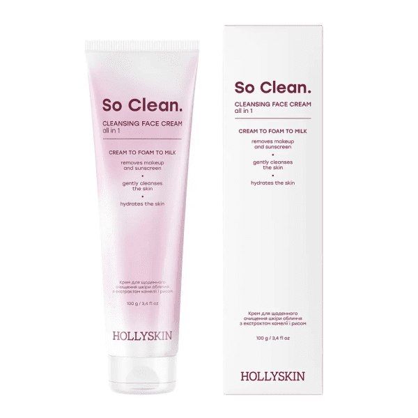 Крем для ежедневного очищения кожи лица Hollyskin So Clean с экстрактом камелии и рисом 100 г