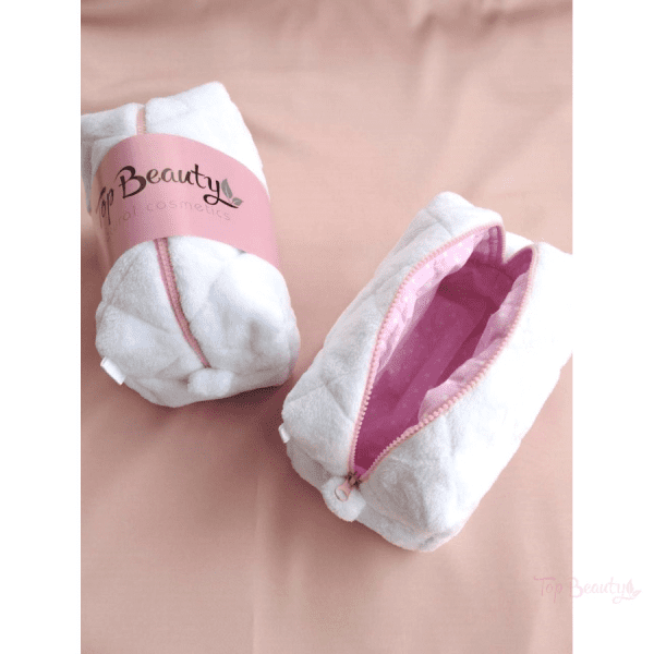 Косметичка плюшева біла Top Beauty 16 см * 11 см