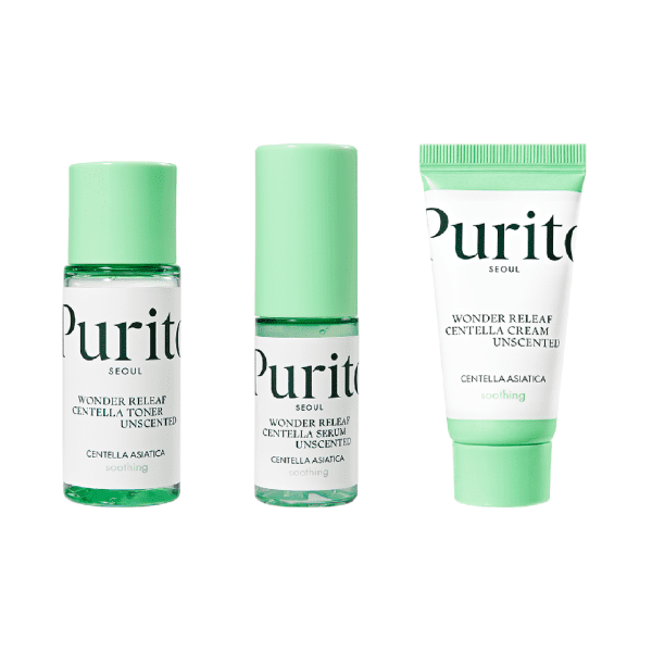 Набор средств с центеллой без эфирных масел Purito Seoul Wonder Releaf Centella Mini Kit Unscented