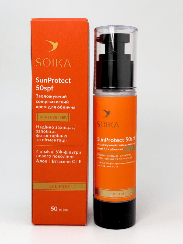 Солнцезащитный крем для лица увлажняющий из SPF 50 Soika SunProtect 50 мл