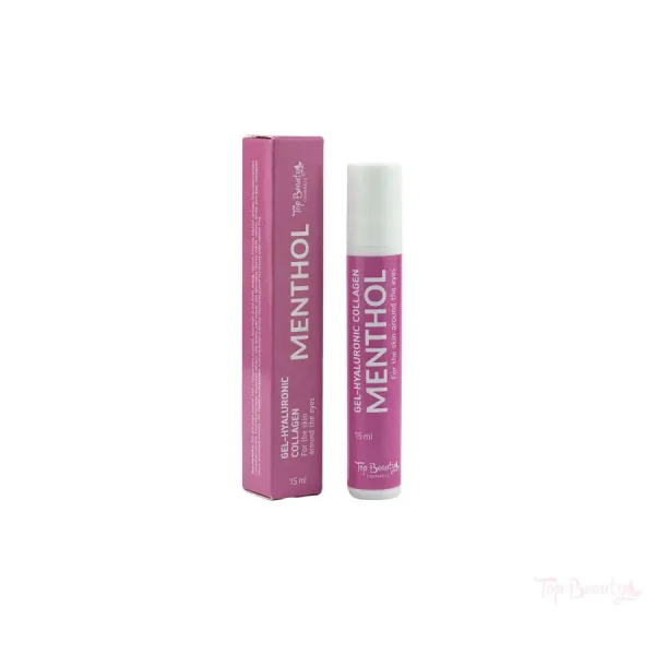 Роликовый аппликатор под глаза Top Beauty Gel-hyaluronic & Collagen Menthol (жидкие патчи) 15 мл
