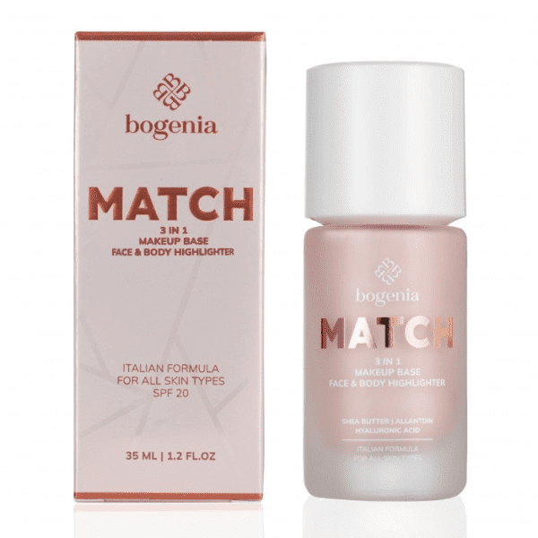 База-хайлайтер под макияж MATCH 3 in 1 Makeup Base, Face & Body Highlighter Bogenia 35 мл