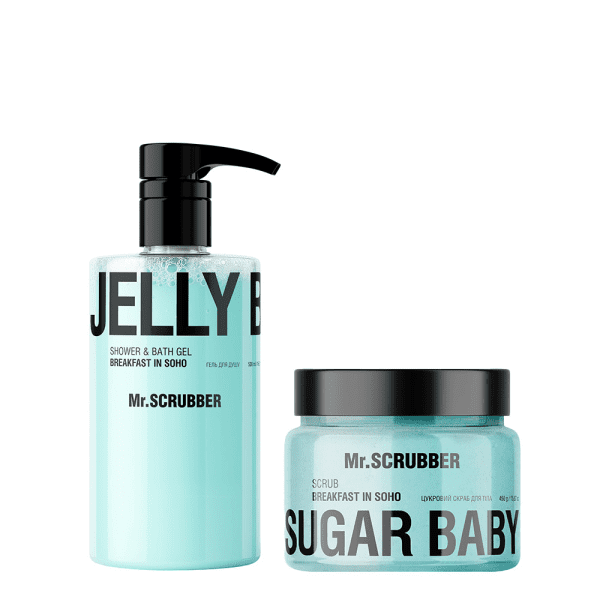 Набор Mr.SCRUBBER Гель для душа Jelly Bubbles Breakfast in Soho + Сахарный скраб Sugar Baby Breakfast in Soho