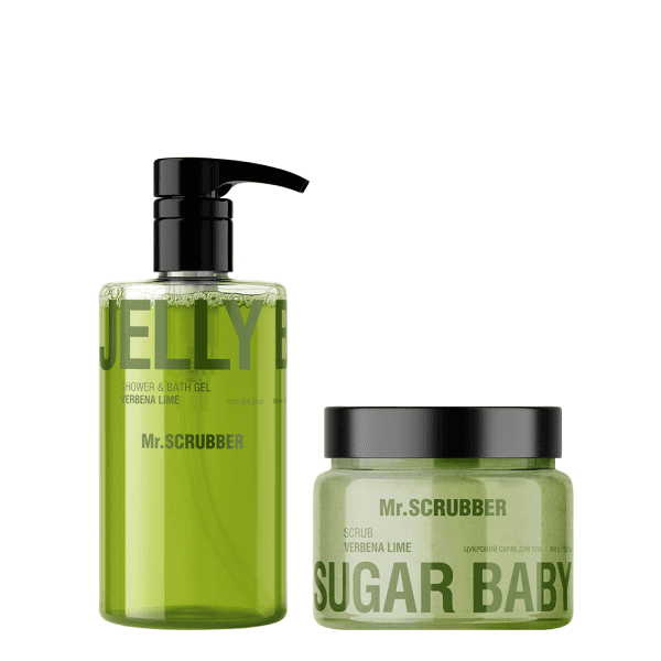 Набір Mr.SCRUBBER Гель для душу Jelly Bubbles Verbena Lime + Цукровий скраб для тіла Sugar Baby Verbena Lime