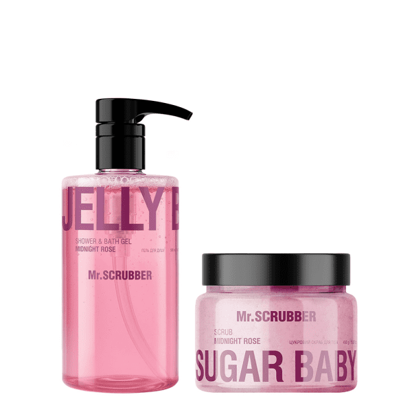 Набір Mr.SCRUBBER Гель для душу Jelly Bubbles Midnight Rose + Цукровий скраб для тіла Sugar Baby Midnight Rose