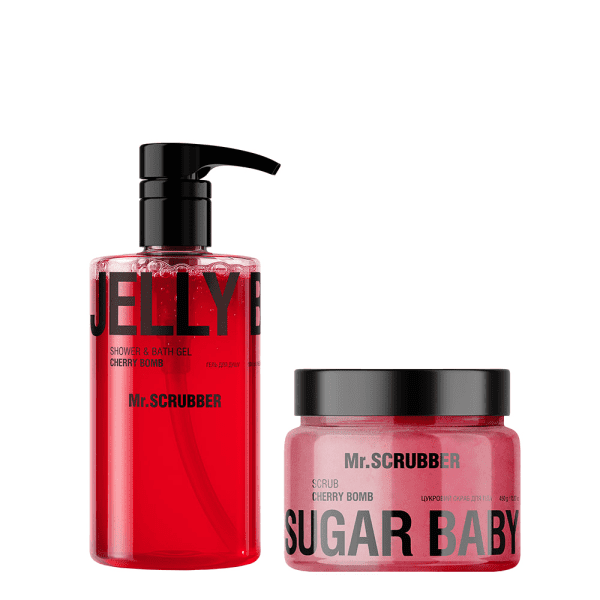 Набор Mr.SCRUBBER Гель для душа Jelly Bubbles Cherry Bomb + Сахарный скраб для тела Sugar Baby Cherry Bomb