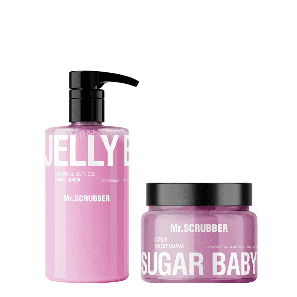 Набір Mr.SCRUBBER Гель для душу Jelly Bubbles Sweet Guava + Цукровий скраб для тіла Sugar Baby Sweet Guava