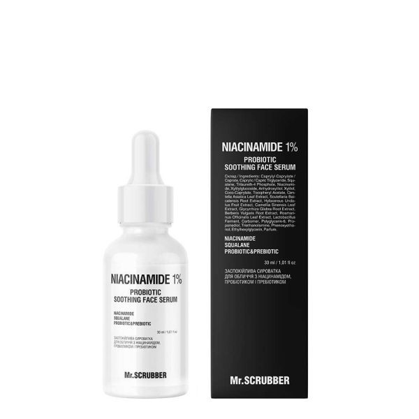 Заспокійлива сироватка для обличчя Niacinamide 1% з ніацинамідом, пробіотиком і пребіотиком Mr.SCRUBBER 30 мл