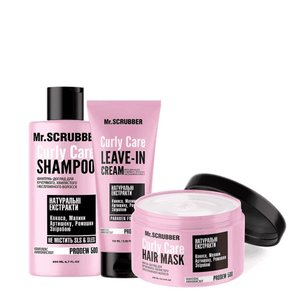 Набор для вьющихся волос Mr.SCRUBBER Curly Care 3 в 1 (Шампунь + маска + крем)