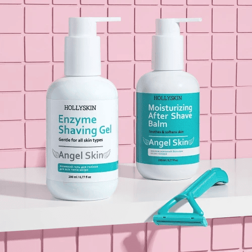 Набір для гоління HOLLYSKIN Angel Skin (Ензимний гель для гоління 200 мл + зволожувальний бальзам після гоління 200 мл)