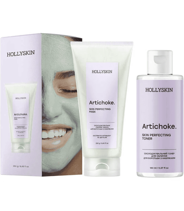 Набір Hollyskin Artichoke. Skin Perfecting (Охолоджувальна ліфтинг маска 250 г + Охолоджувальний тонер для обличчя 150 мл)