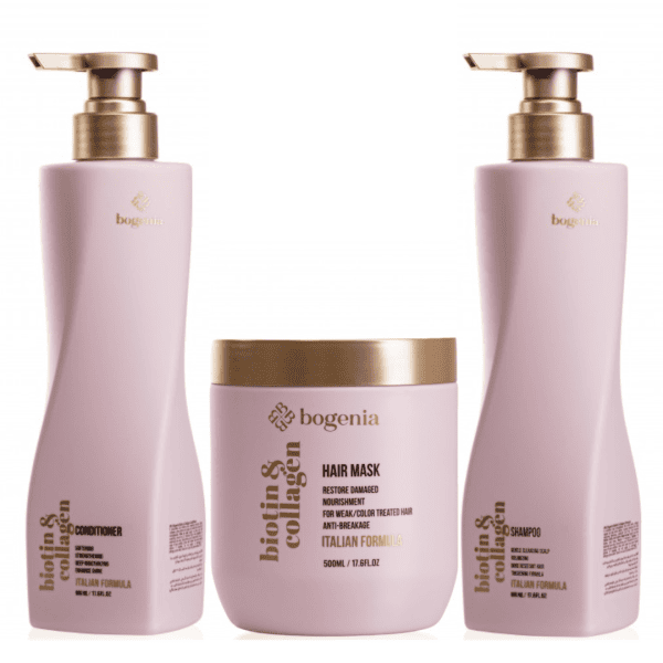 Набір для волосся Biotin & Collagen Bogenia 3в1 (шампунь, маска, кондиціонер)